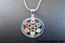 Chakra Star Flower cut stone with chain pendant